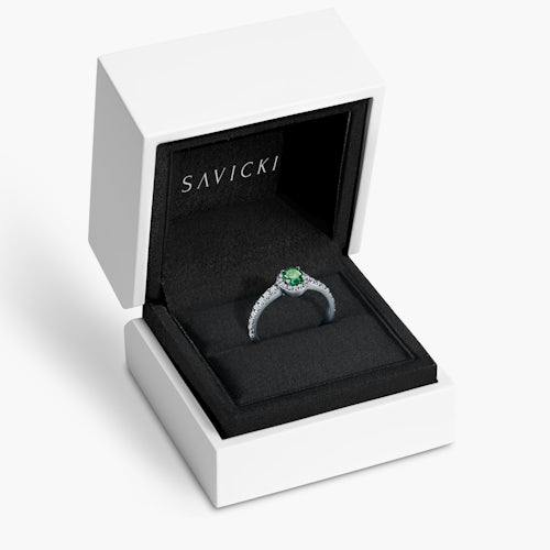 Pierścionek zaręczynowy This is Love: białe złoto, szmaragd